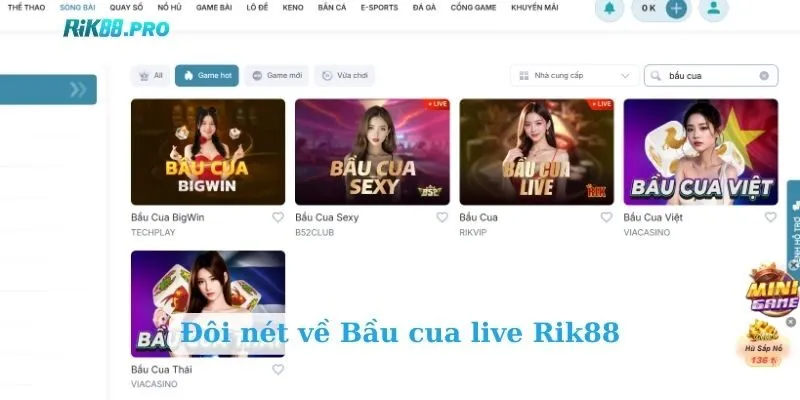 Đôi nét về Bầu cua live Rik88