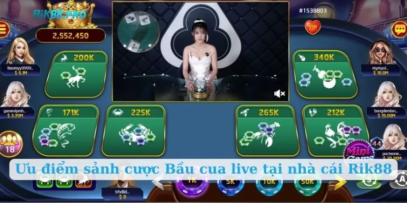 Ưu điểm sảnh cược Bầu cua live tại nhà cái Rik88