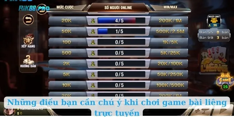 Những điều bạn cần chú ý khi chơi game bài liêng trực tuyến