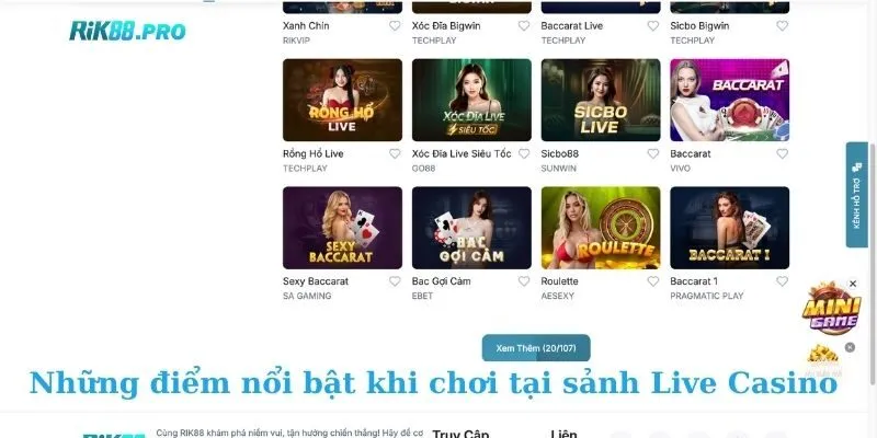 Những điểm nổi bật khi chơi tại sảnh Live Casino 