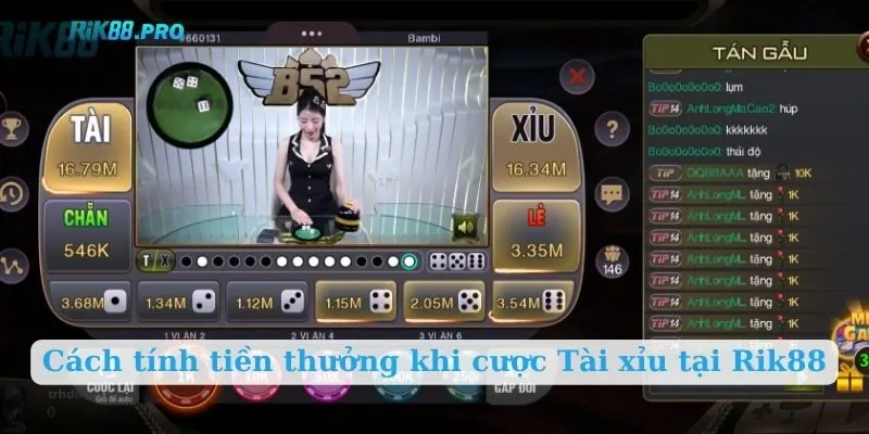 Cách tính tiền thưởng khi cược Tài xỉu tại Rik88