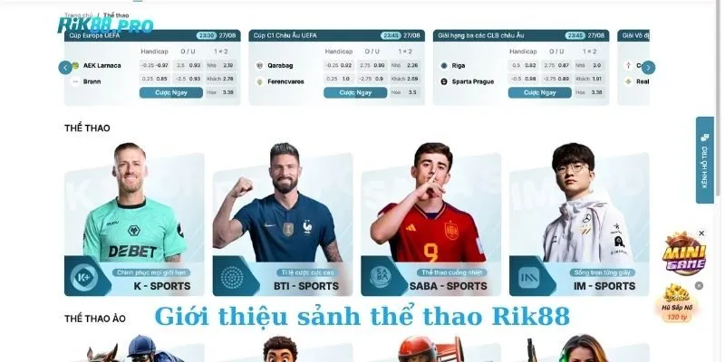 Giới thiệu sảnh thể thao Rik88