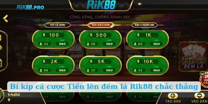 Bí kíp cá cược Tiến lên đếm lá Rik88 chắc thắng