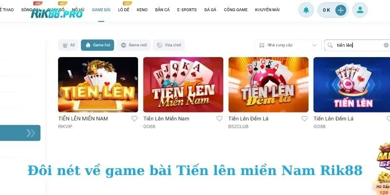 Đôi nét về game bài Tiến lên miền Nam Rik88