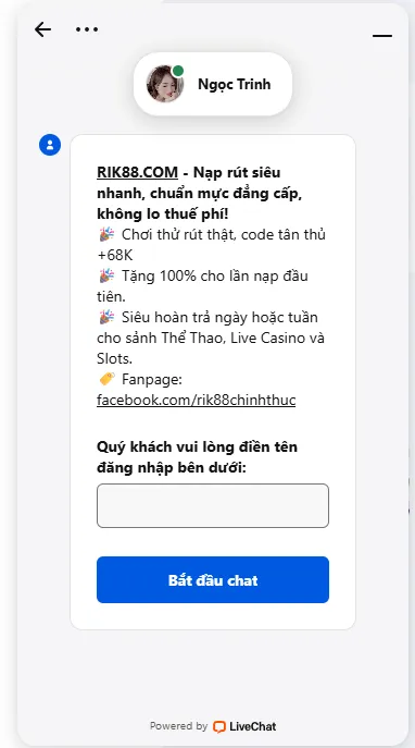Hệ thống hỗ trợ khách hàng đa kênh của Rik88 hoạt động 24/7